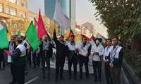 حضور جمعی از بسیجیان جامعه پزشکی بیمارستان در رزمایش 50 هزار نفری بزرگ «الی بیت المقدس» به مناسبت هفته بسیج